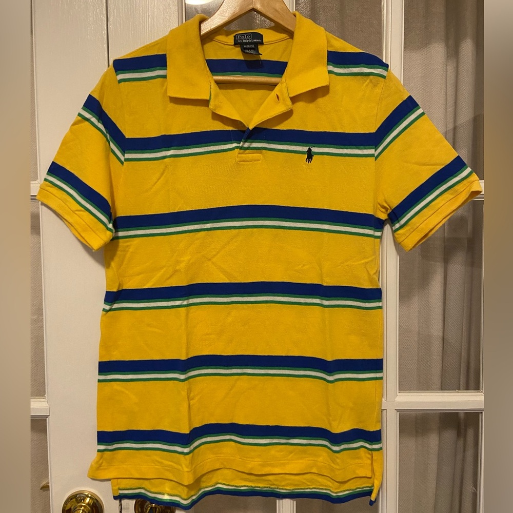 Yellow striped polo shirt